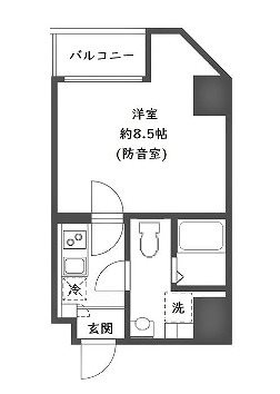 台東区浅草橋2丁目楽器可(防音・24時間演奏・グランドピアノ・弦・管楽器・声楽)マンション 間取り
