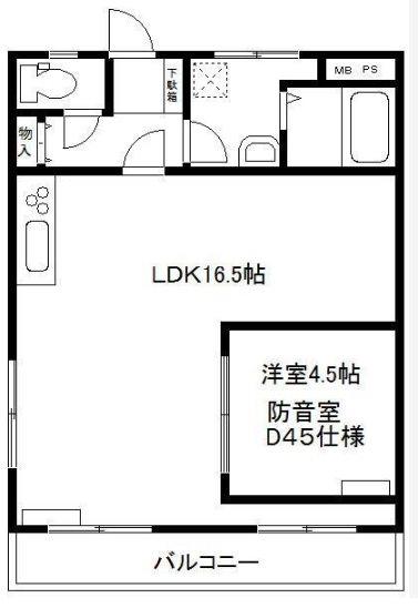 横浜市青葉区藤が丘2丁目楽器可（防音・24時間演奏・ピアノ・弦管楽器・声楽・DTMその都度相談）マンション 間取り