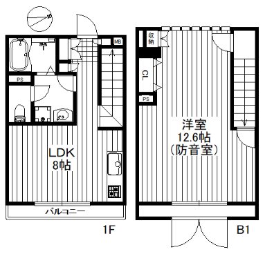 世田谷区北沢２丁目楽器可（防音・ピアノ・弦管楽器・声楽）マンション 間取り