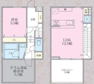 川崎市多摩区栗谷1丁目楽器可(防音・グランドピアノ・弦・管・打楽器・声楽・DTM)マンション 間取り