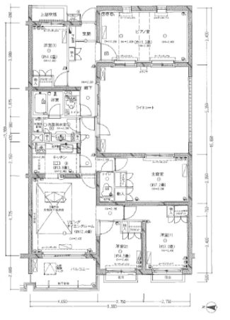 国立市北2丁目楽器可（グランドピアノ)分譲マンション 間取り