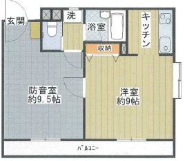 所沢市東町楽器可(防音・24時間演奏・グランドピアノ・弦管楽器・声楽)マンション 間取り