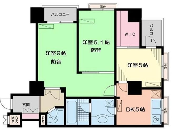 文京区大塚5丁目楽器可（ピアノ・その他楽器ご相談）マンション 間取り