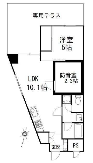 カーム幡ヶ谷　渋谷区幡ヶ谷2丁目楽器可(防音・ピアノ・弦・木管楽器・DTM)マンション 間取り