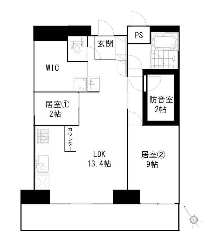 イトーピア音羽　文京区音羽1丁目楽器可（防音・ピアノ・弦管楽器・声楽などその都度相談）マンション 間取り