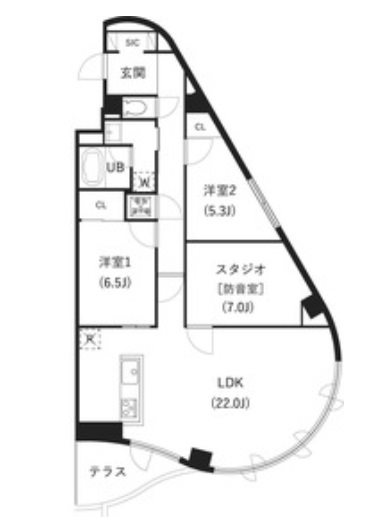 江戸川区北葛西4丁目楽器可(防音・24時間演奏・グランドピアノ・弦・管・打楽器・声楽・DTM)マンション 間取り