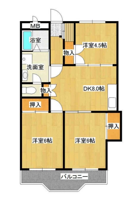 埼玉県蕨市北町2丁目楽器可(グランドピアノ)マンション 間取り