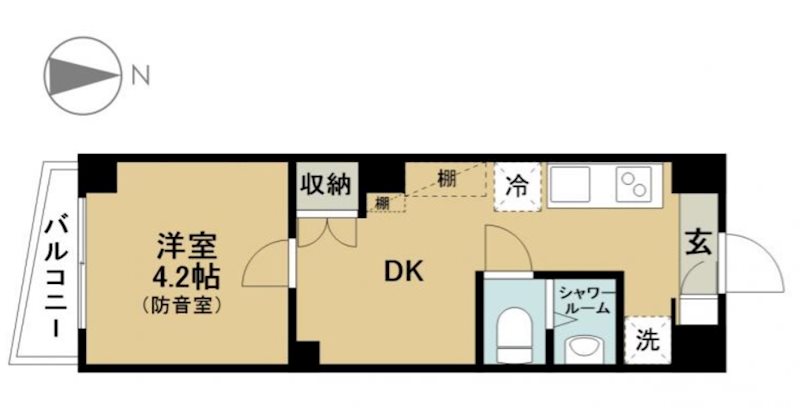 新宿区西早稲田2丁目楽器可(防音・アップライトピアノ・弦・木管楽器・声楽)マンション 間取り