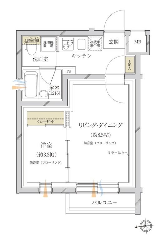 大田区西蒲田6丁目楽器可(防音・24時間演奏・ピアノ・弦・管打楽器・声楽・DTM)マンション 間取り