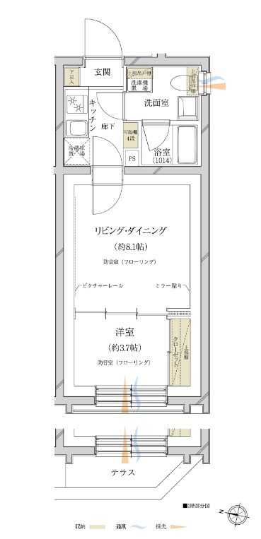 世田谷区下馬1丁目楽器可（防音・24時間演奏・グランドピアノ・弦管打楽器・声楽・DTM）新築マンション 間取り