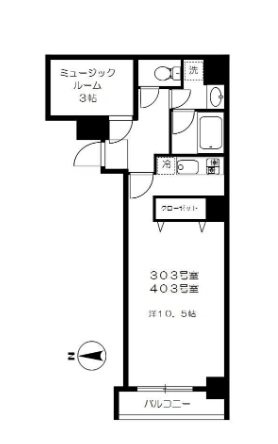 世田谷区代田6丁目楽器可(防音・ピアノ・弦管打楽器・声楽)マンション 間取り