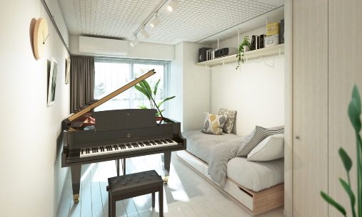 品川区上大崎3丁目楽器可（防音・24時間演奏・グランドピアノ・弦・木管楽器・声楽・DTM）マンション ベッドルーム