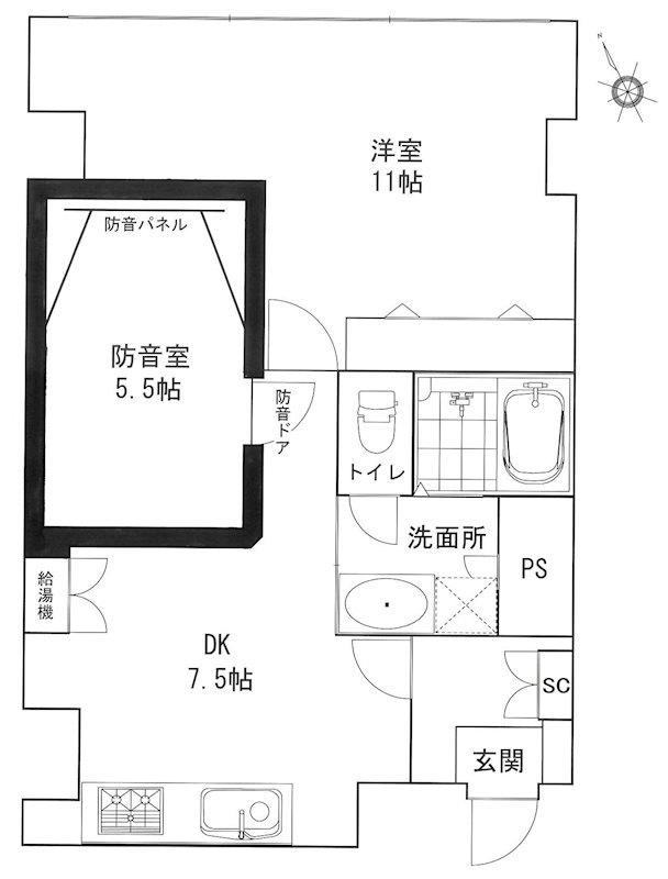 五十栄ビル　台東区柳橋2丁目楽器可（防音・ピアノ・弦楽器・金管楽器・木管楽器声楽・DTM）マンション 間取り
