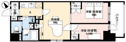川崎市川崎区本町1丁目楽器可（防音・グランドピアノ・24時間演奏・弦管楽器・声楽・DTM）マンション 間取り