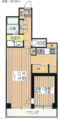 国分寺市南町2丁目楽器可(防音・ピアノ・その他楽器相談) マンション 403号室 間取り