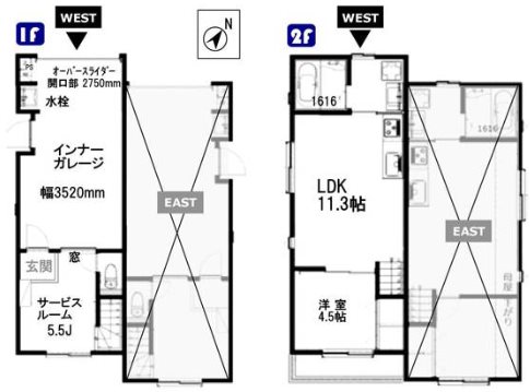 中野区鷺宮1丁目楽器可(ピアノ・弦楽器・DTM・その都度相談)テラスハウス 間取り