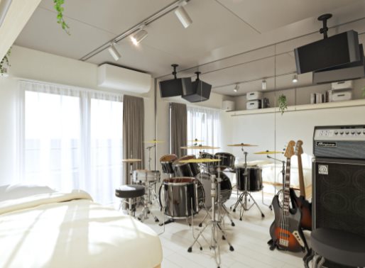 大田区田園調布1丁目楽器可（防音・24時間演奏・グランドピアノ・弦・管・打楽器・声楽・DTM）マンション リビング