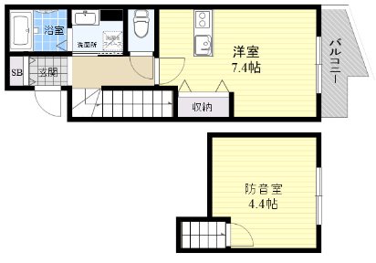 杉並区上井草1丁目楽器可（防音・24ｈ演奏・ピアノ・管・弦・打楽器・声楽・ＤＴＭ）マンション 間取り