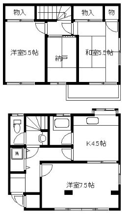 中野区上高田3丁目楽器可(防音・グランドピアノ・その他楽器相談)テラスハウス 間取り