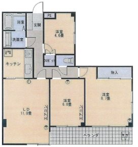 東京都練馬区桜台３丁目楽器可(グランドピアノ・弦・木管楽器)マンション 間取り