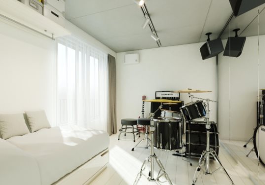 世田谷区用賀4丁目楽器可(防音・24時間演奏可・グランドピアノ・弦・管・打楽器・声楽・DTM)マンション リビング