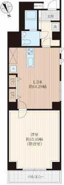 台東区台東4丁目楽器可(防音・24時間演奏・グランドピアノ・弦・管楽器・声楽・DTM)マンション 間取り