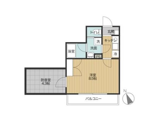 川崎市多摩区西生田3丁目楽器可(防音・グランドピアノ・弦・管打楽器・声楽)アパート 間取り