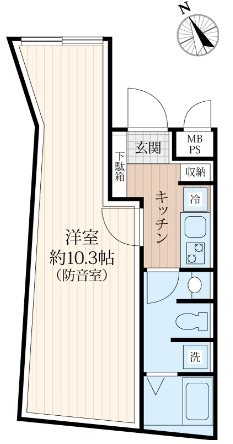 新宿区北新宿3丁目楽器可(防音・24ｈ演奏・グランドピアノ・弦管楽器・声楽・DTM)マンション 間取り