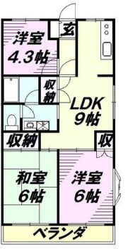 所沢市久米楽器可（グランドピアノ・弦管打楽器・声楽・DTM）マンション 間取り