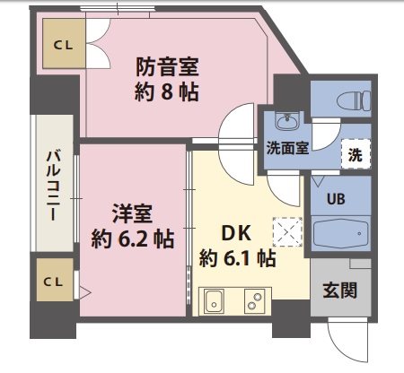 台東区根岸3丁目楽器可(防音・24時間365日演奏・電子ピアノ・弦・木・金管楽器・声楽・DTM)マンション 間取り