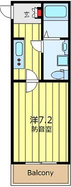 荒川区東日暮里2丁目楽器可（防音・24時間演奏・グランドピアノ・弦管楽器・声楽・DTM）マンション 間取り