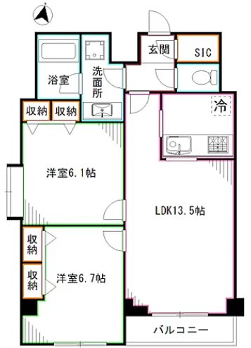 中野区東中野1丁目楽器可（ピアノ）マンション 間取り