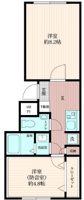 板橋区大山金井町楽器可(防音・24ｈ演奏・グランドピアノ・弦管楽器・声楽・DTM)マンション 間取り