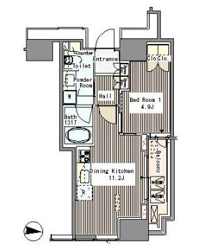 港区浜松町1丁目楽器可（ピアノ）マンション 間取り