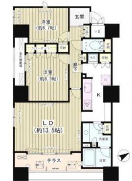 中央区明石町楽器可（ピアノ）マンション 間取り