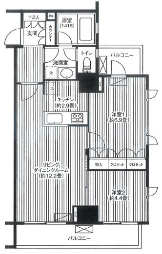 渋谷区代々木3丁目楽器可（アップライトピアノ・電子ピアノ）マンション 間取り