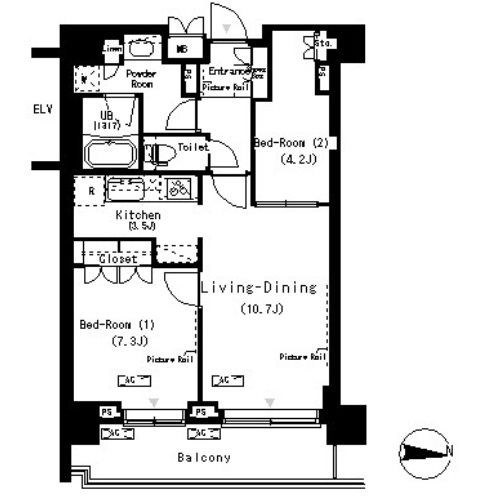 江東区辰巳2丁目楽器可（ピアノ）マンション 間取り
