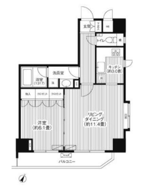 渋谷区代々木3丁目楽器可（アップライトピアノ・電子ピアノ）マンション 間取り