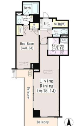 渋谷区恵比寿4丁目楽器可（ピアノ）マンション 間取り