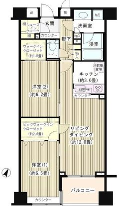 中央区日本橋箱崎町楽器可（ピアノ）マンション 間取り