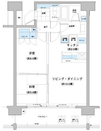 世田谷区砧2丁目楽器可（ピアノ）マンション 間取り