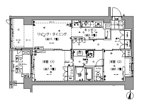 世田谷区砧2丁目楽器可（ピアノ）マンション 間取り