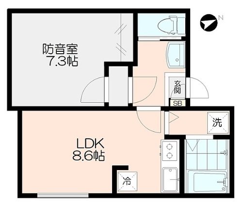 新宿区新宿5丁目楽器可(防音・グランドピアノ・弦・管楽器・声楽)マンション 間取り