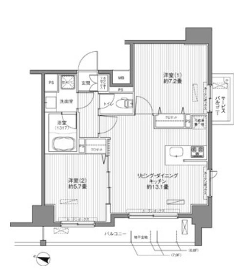 北区神谷1丁目楽器可（ピアノ）マンション 間取り