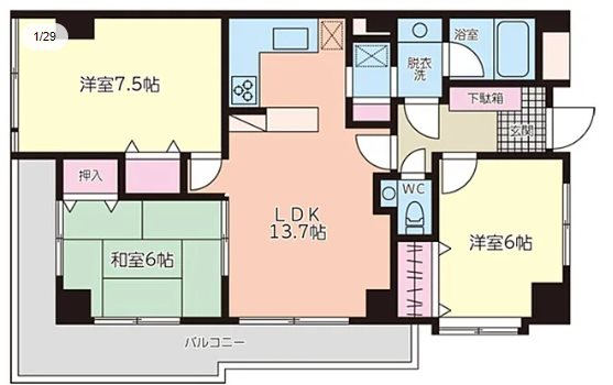 練馬区豊玉南2丁目楽器可（アップライトピアノ・ギター・フルート）マンション 間取り