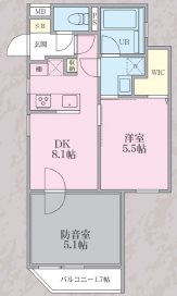 川崎市多摩区栗谷1丁目楽器可(防音・グランドピアノ・弦・管・打楽器・声楽・DTM)マンション 間取り