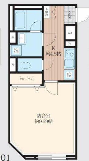 大田区西蒲田8丁目楽器可（(防音・ピアノ・弦管楽器・声楽）マンション 間取り