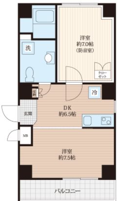 練馬区中村北2丁目楽器可（防音・24時間演奏可能・グランドピアノ・弦管楽器・声楽）マンション 間取り