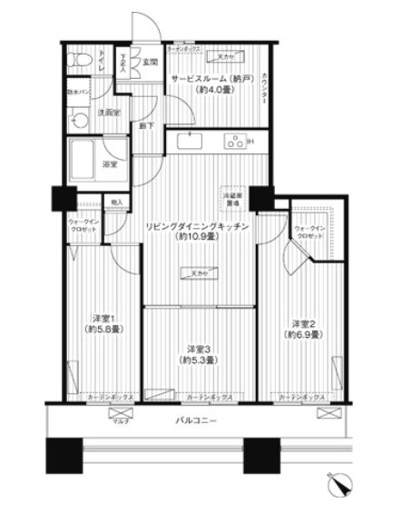中央区晴海1丁目楽器可（ピアノ）マンション 間取り