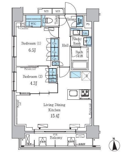目黒区柿の木坂2丁目楽器可（ピアノ）マンション 間取り